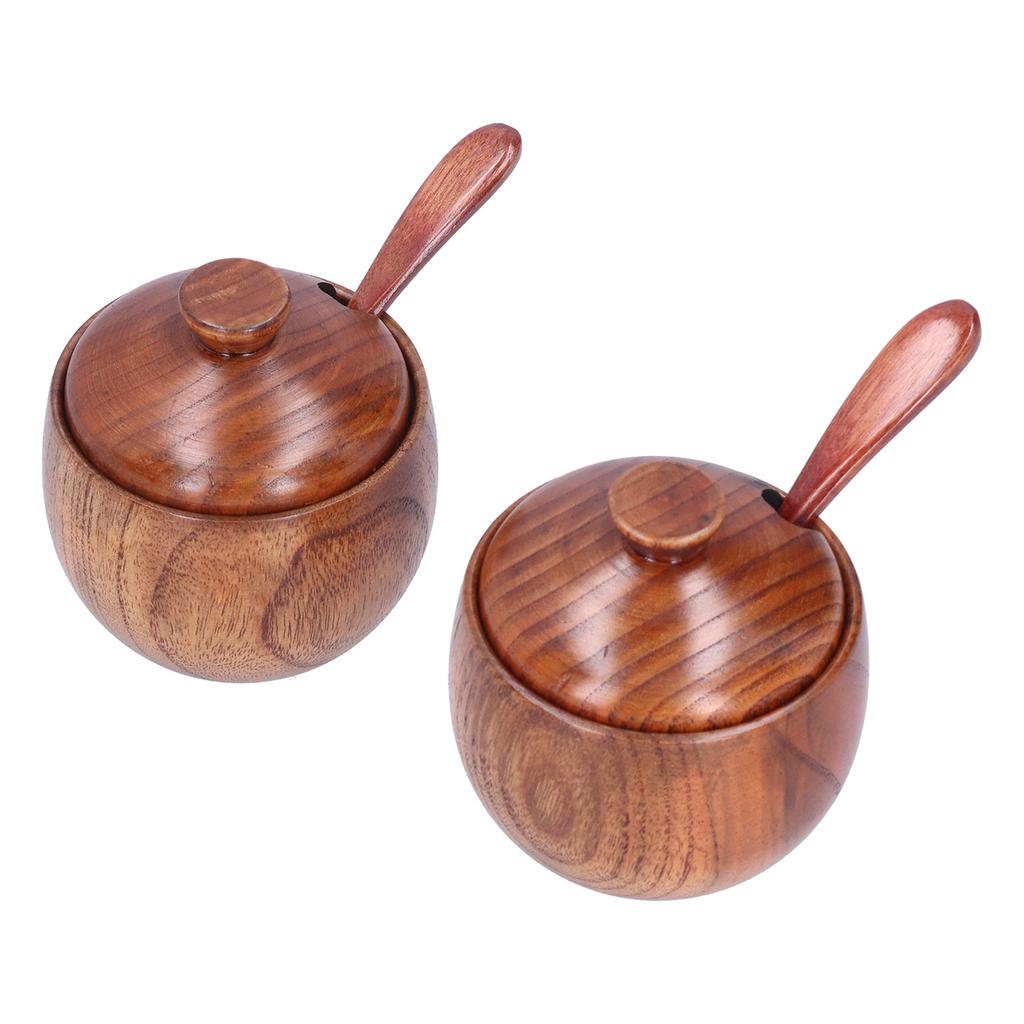 Seasoning Pot Wooden Salt Nontoxic Odorless Salt Container Spice Jar with Lid Kitchen Tool