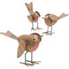 Rusty Metal Bird Figurine Set 3 Pcs Vintage 3D Sculpture Farmhouse Style for Living Room Shelf Art Decor Gift