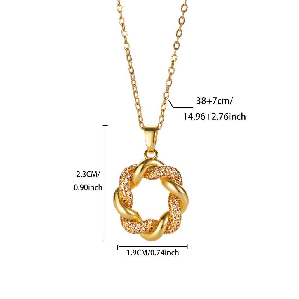 Vintage Square & Round Geometric Stainless Steel Necklaces for Women Gold Color Anti Fading Choker Wedding Jewelry Accessories