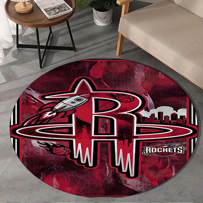Rockets Basketball Team Round Rug for Livingroom,Bedroom, Palyroom, Chair Rug, Area rug, Circle Carpet, Large Size Fan Christmas gift