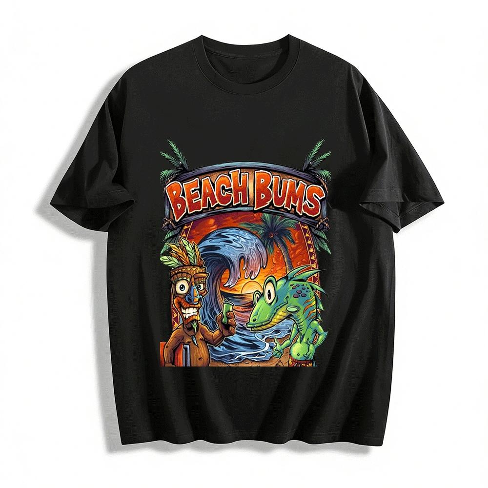 

Vintage Beach Bums Graphic Tee Casual Vacation Top For Men Women Pure cotton T-shirt XXS