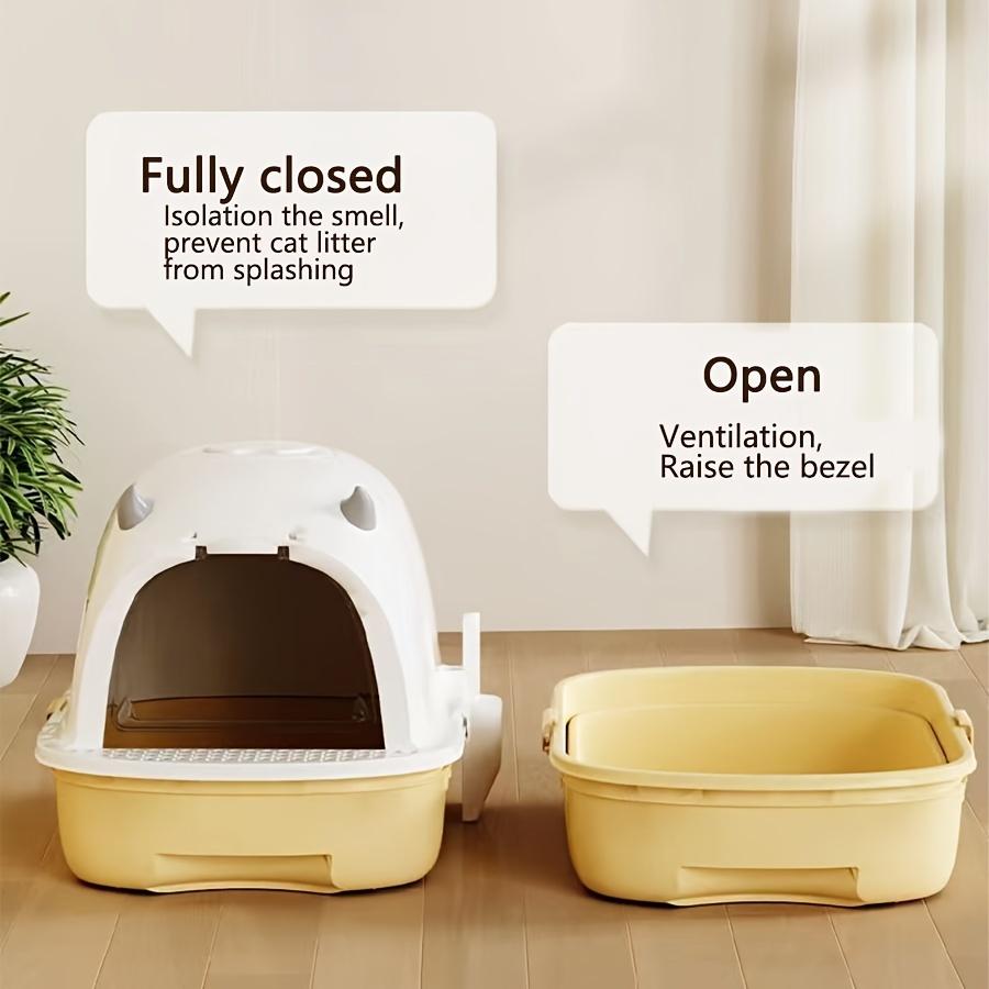 Vollständig geschlossene Katzentoilette mit Spritzschutzabdeckung, geruchsdichte Haustiertoilette für Hauskatzen