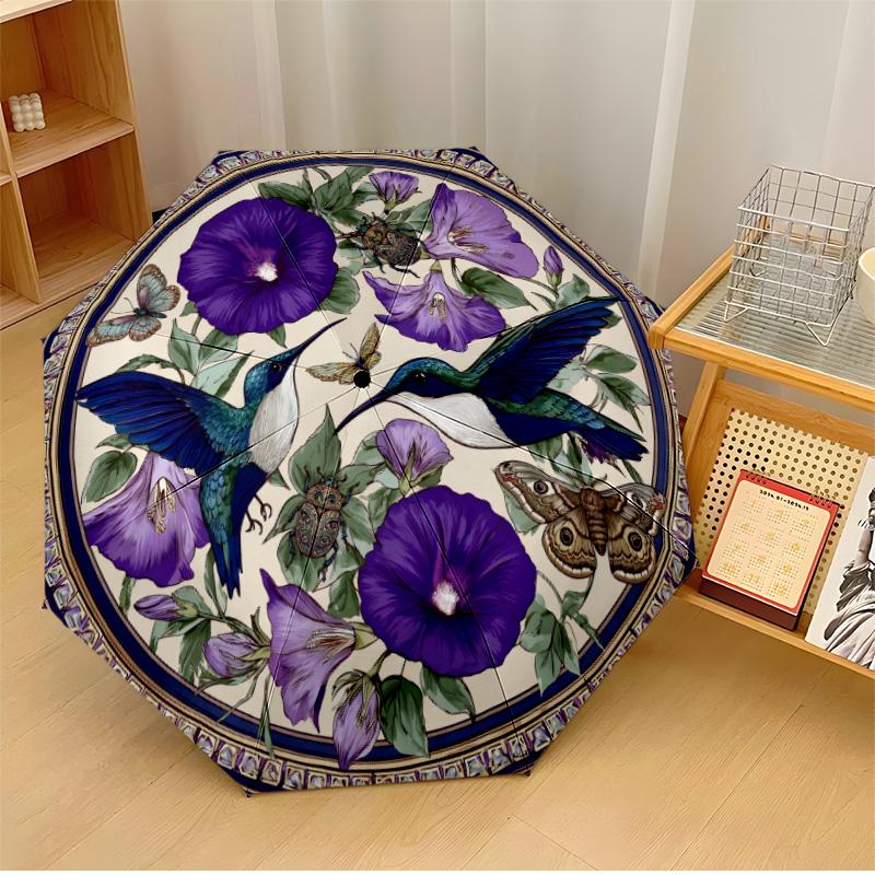 

Hummingbirds Among Flowers (2) Printed umbrella windproof folding umbrella portable sun and rain umbrella suitable for gifting