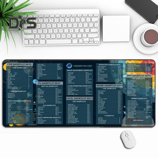 Alfombrilla de ratón grande para ordenador, 40 x 90 cm, portátil, impermeable, para oficina, PowerPoint, Excel, Word, teclas de acceso directo, alfombrilla de escritorio antideslizante, accesorios para PC