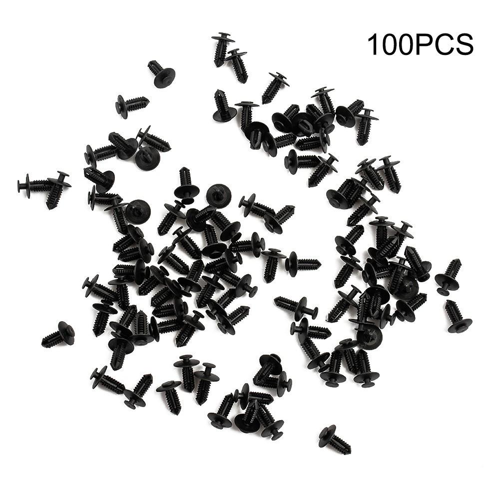 100 X New Black Plastic Rivets Fasteners 8mm Dia Hole For Car Auto Bumper Fender