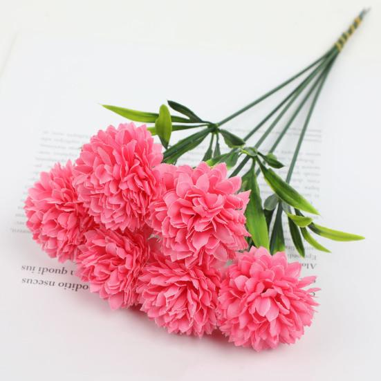 6 Pcs Artificial Hydrangea Flower Faux Chrysanthemum Ball Flower Fake Long Stem Hydrangea Bridal Bouquet for Home Office Wedding Decor