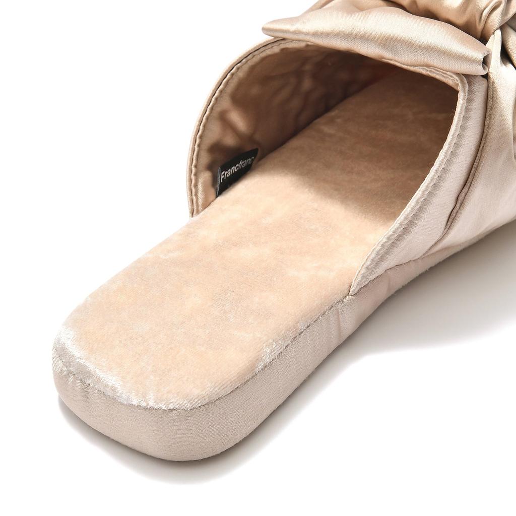Francfranc Crushed Velvet and Satin Room Beige Shoes,