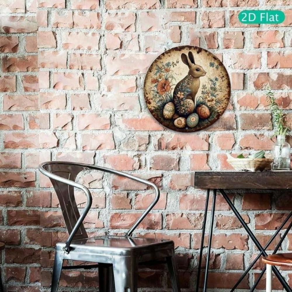 Metal Wall Art Poster Easter Bunny Rabbit Flowers Eggs Kitchen Decor