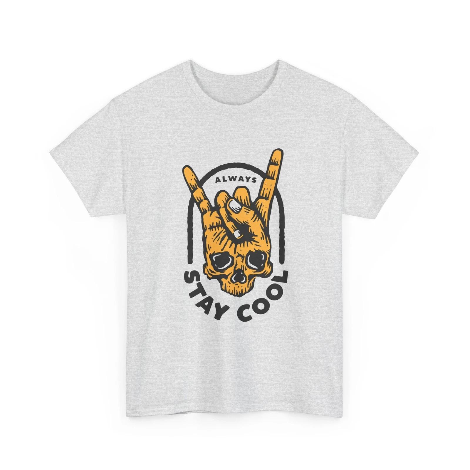 Skull Rock Hand Stay Cool T-Shirt | Retro Skull Graphic, Cotton Tee, Style S