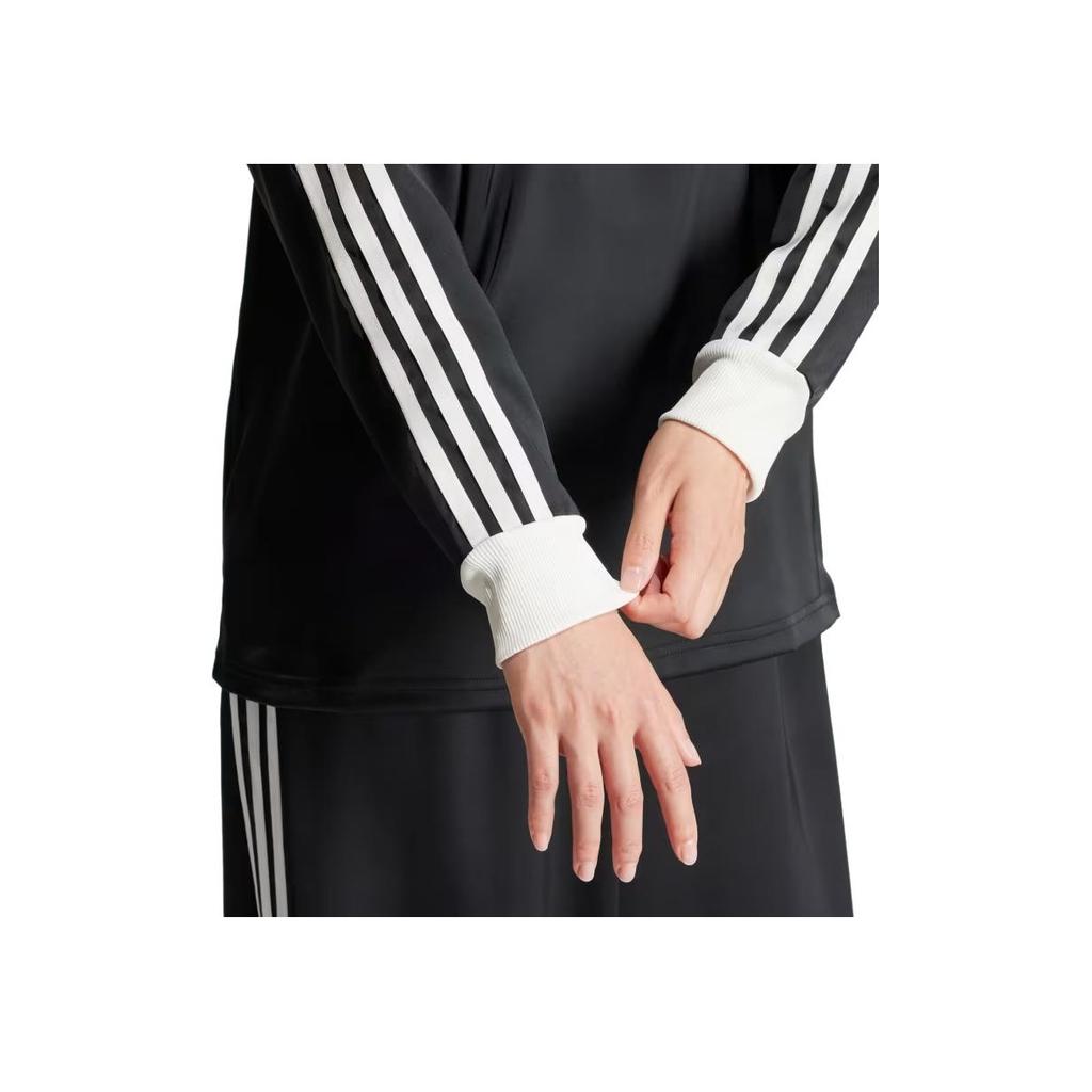 adidas T-shirt à Manches Longues en Satin Rayé Imprimé Tops Femme Noir IR6099