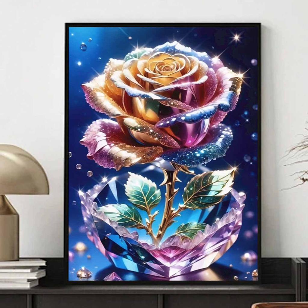 Rose Diamond Art Piece Set, 5D DIY Colorful Round Full Diamond Painting Diamond Embroidery Painting Craft Decoration Home Wall Ornaments