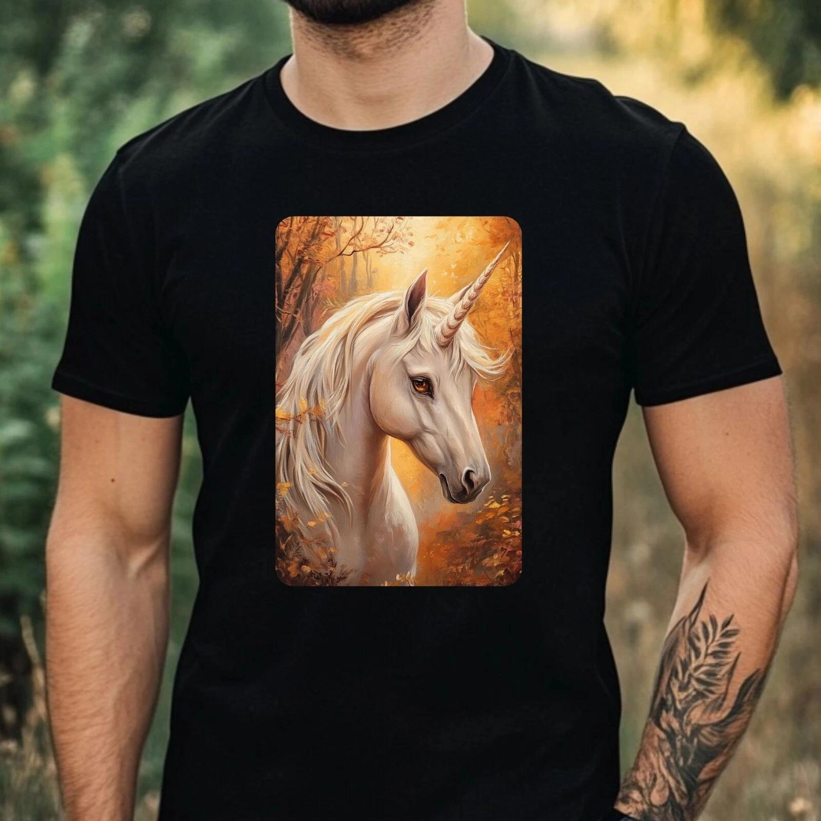 T-Shirt Herren Einhorn Portrait Motiv Baumwolle Größe XS bis 5XL S