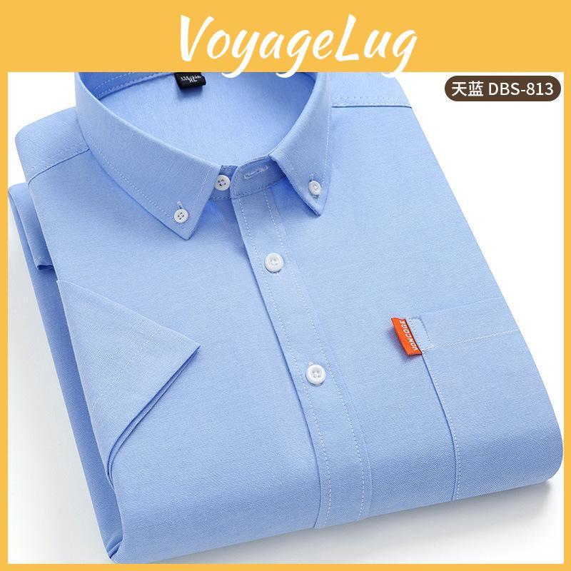 Cotton 5xl Mens Short 100 Sleeve Shirt Oxford Summer High Quality With Pockets Casual Wear Free Breathable Slim Fit