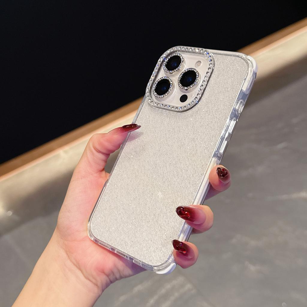 Für iPhone 16 Pro Max Hülle Strassdekor Glitzer TPU Anti-Sturz Handyhülle