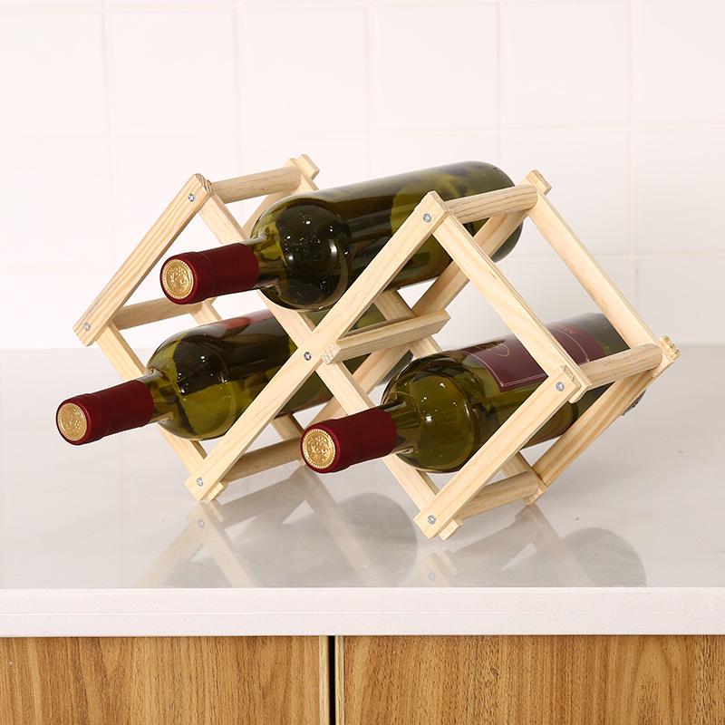 Creative Folding Pine Wine Rack Ornament for Multiple Bottles