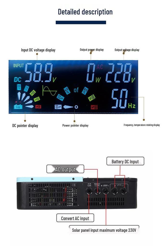 Falownik solarny i regulator MPPT: Czysta Sinusoida, All-in-One, 12V-96V