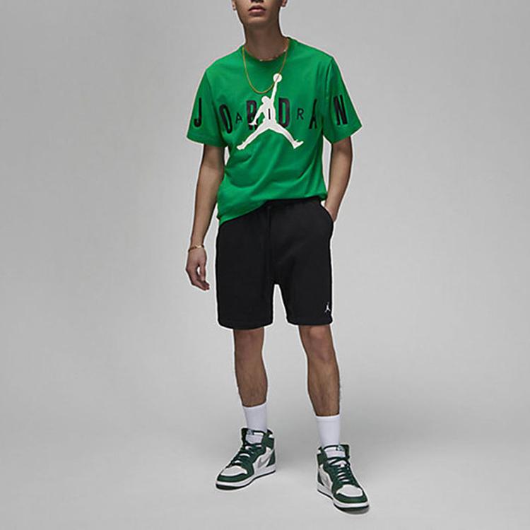 Jordan Amerikaans Retro Merk Logo Print Ronde Hals Pullover Sport T-shirt met Korte Mouwen Heren Tops Groen DV1446-310