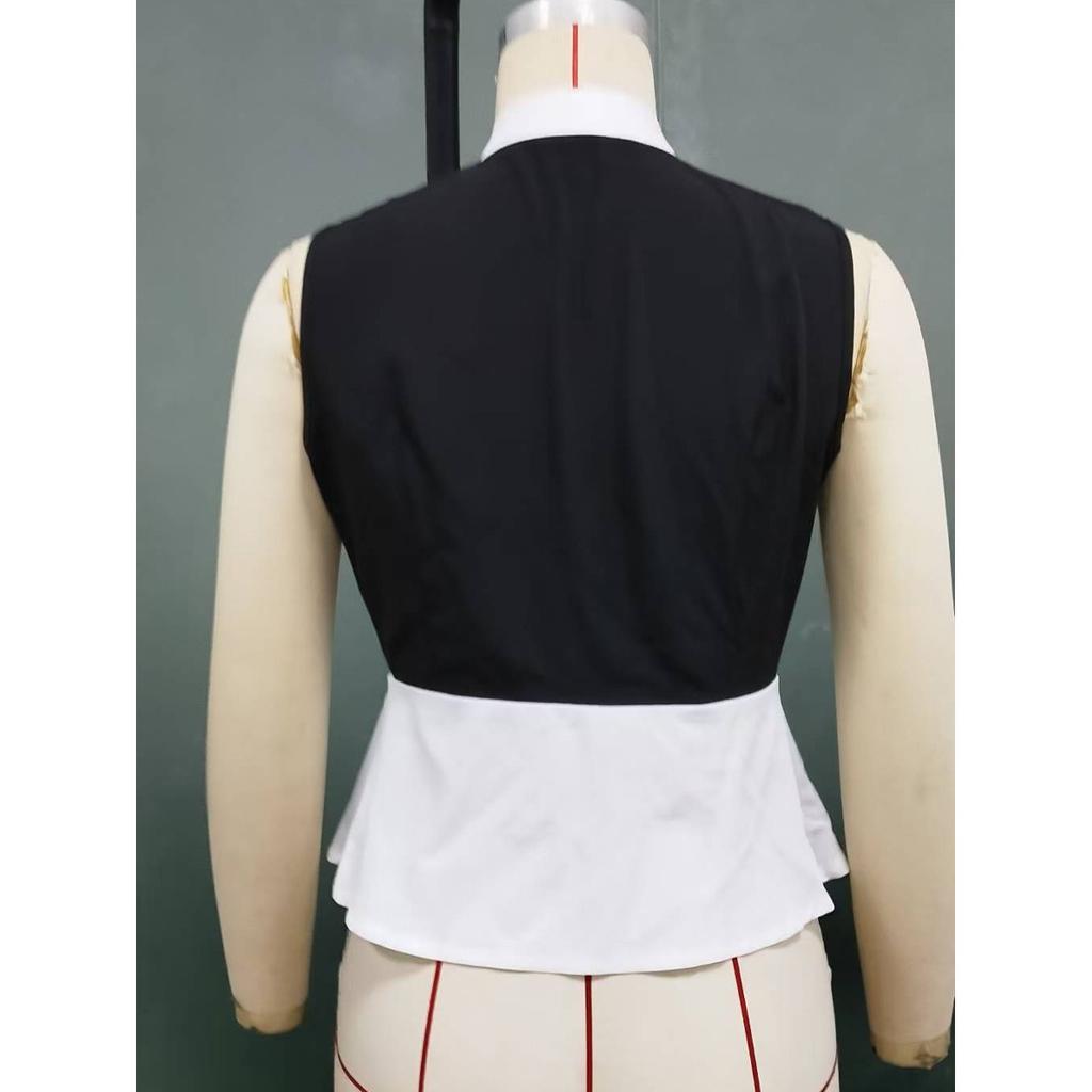 Summer New Women's Sleeveless Shirt, European American Commuter Style Fake Two-piece Cardigan Blouse Leisure Women