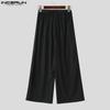 INCERUN Men's High Elastic Waist Layers Patchwork Casual Wide Legs Pants Trousers