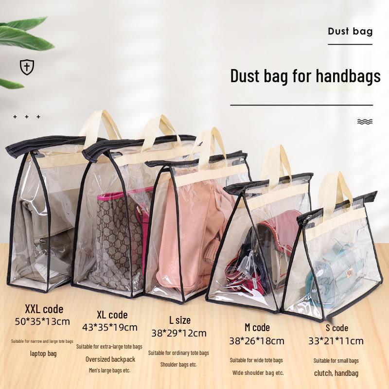Transparente PVC-Staubschutzhülle zur Aufbewahrung von Handtaschen zum Aufhängen - Wasserdichter Lederbeutel-Schutz