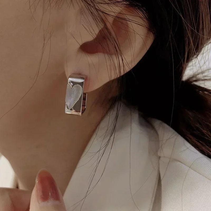 Women Fashion Splice Heart Square Earrings New Design Earring Trend Romantic Unique Love Earrings Jewelry Accessories Gifts