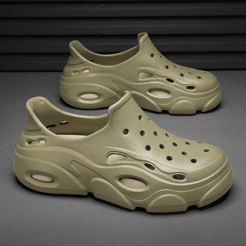 

Модные повседневные универсальные туфли Eva Light Stepping On Shit Feeling для мужчин с толстой подошвой, увеличивающей объем головы, дышащие туфли с отверстиями 45