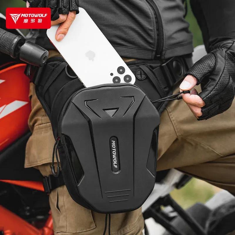 Motowolf Motorcycle Drop Leg Bag Waterproof Thigh Bag Moto Waist Hip Pack Black Motorbike Backpack Fanny Pouch Multifunctional