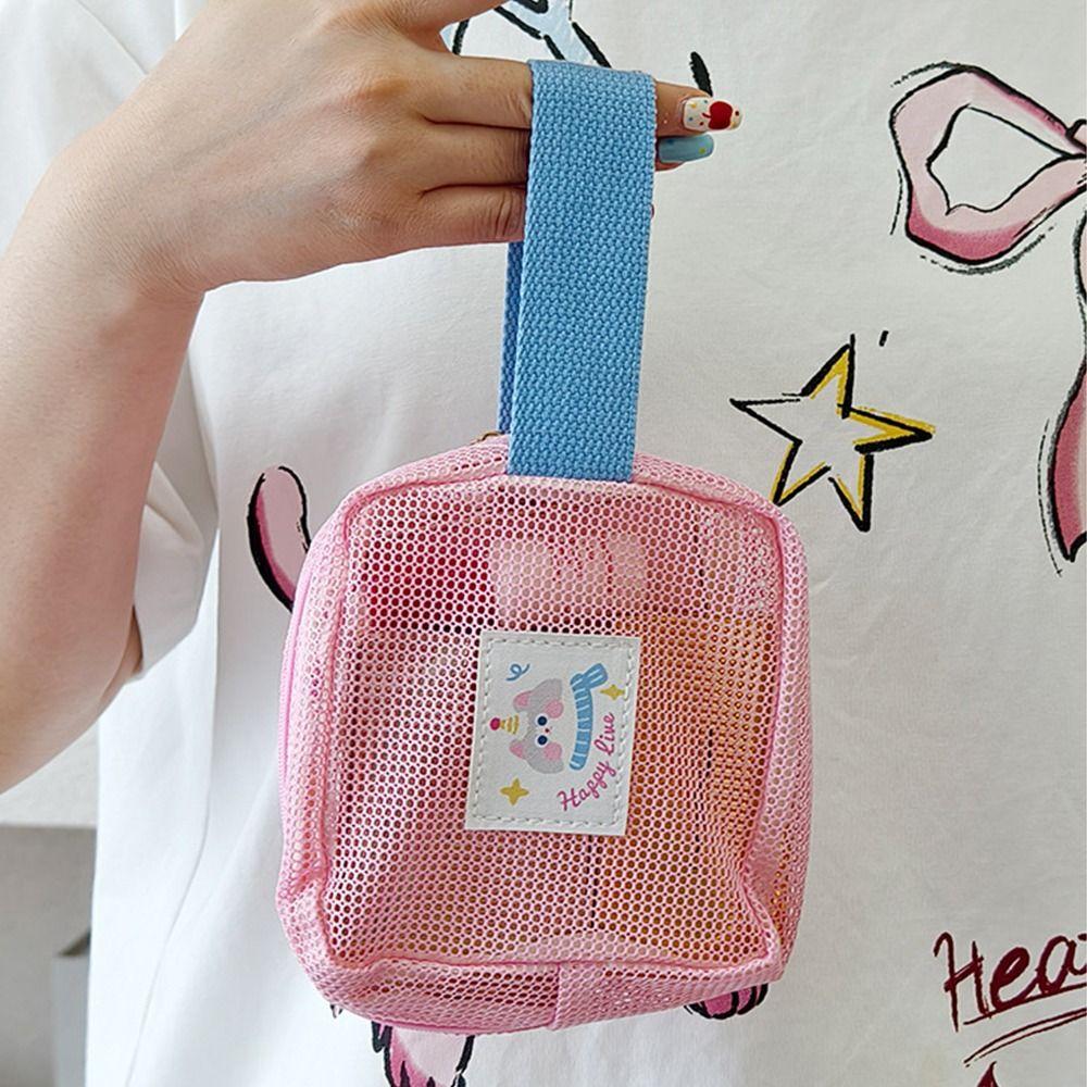 Transparent Mesh Storage Bag ID Credit Card Zipper Coin Purse Cosmetic Bag File Bag Travel Organizer Lipstick Makeup Bag Travel