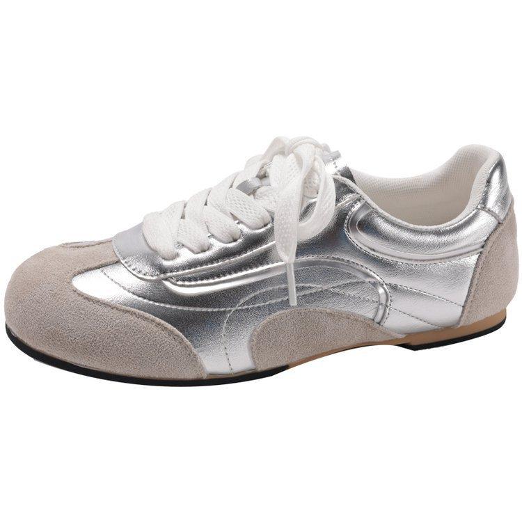 Sheepskin Version Retro Color Matching Ballet Style Moral Training Shoes Women's 2025 Spring and Autumn Soft-soled Sports Shoes Light Casual Board S