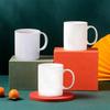 11oz White Mug Cup, Lightweight Bright Porcelain Tea Cups with Handle, Elegant and  Ceramic Coffee Cups for Tea, Hot Cocoa, Milk