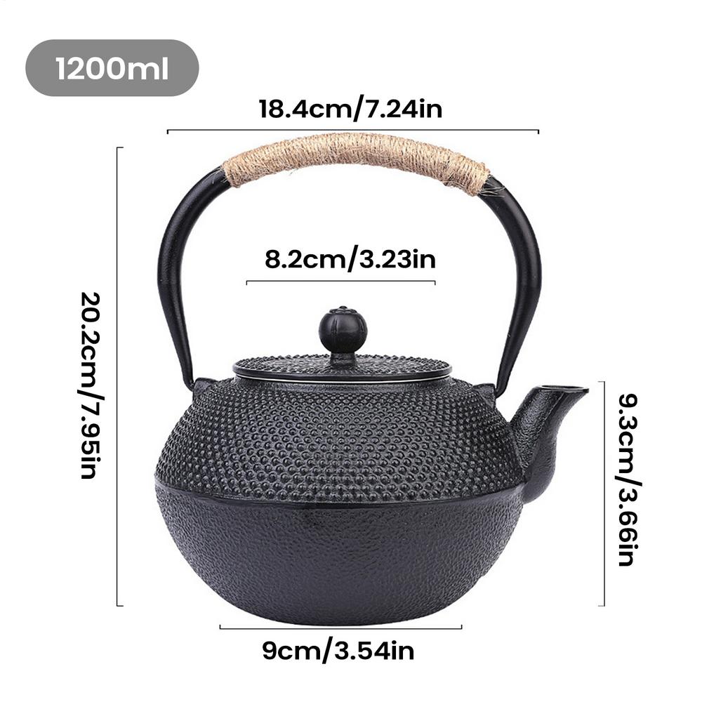 Cast Iron Teapot Enameled Interior For Brewing Boiling Stove Top Kettle Home Kitchen Restaurant Induction Cooker Camping