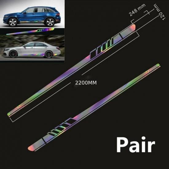 2* Reflective Car Trucks Body Both Side Graphics Vinyl Long Stripe Decal Sticker