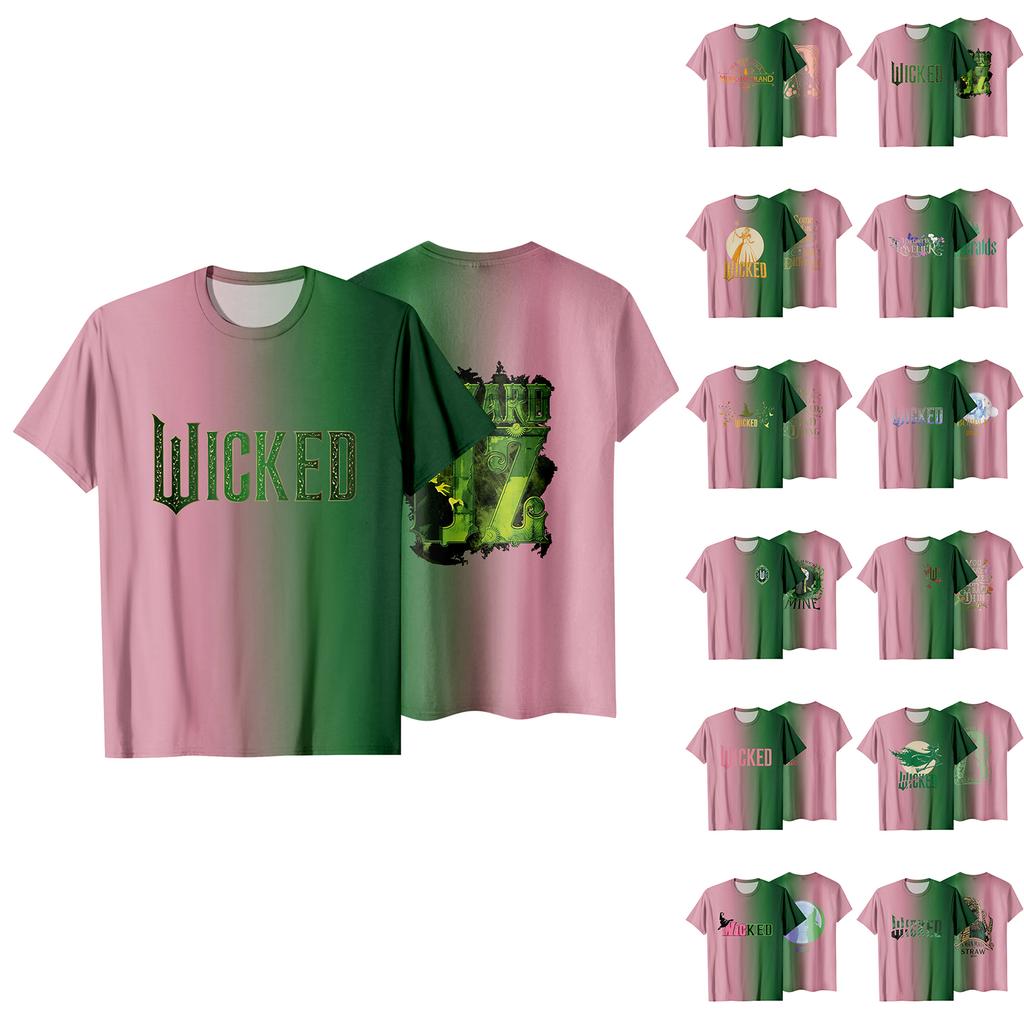 Fashionable Round Neck Short Sleeve Work Clothes Printed Tops For Womens Summer Tops