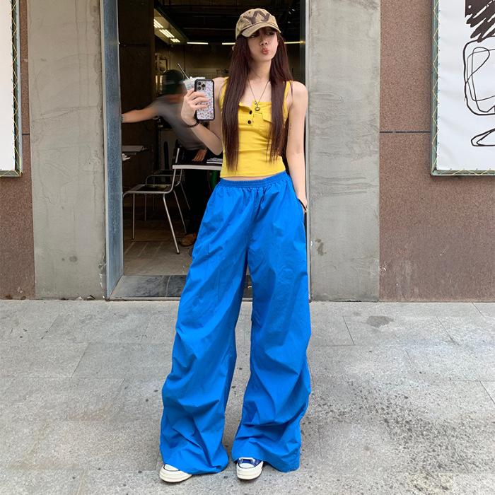 [BSF.cn] High Street Spice Girls | Summer Refreshment | Good Vitality | Cobalt Blue Wide Leg Leisure Street Worker