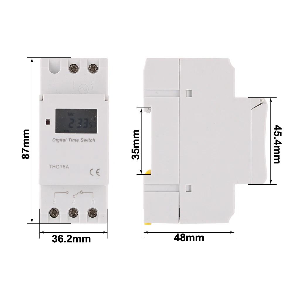 1Pcs Durable Programmable Digital Timer Switch Weekly 7 Days LCD Display THC15A 220V Din Rail Relay Control