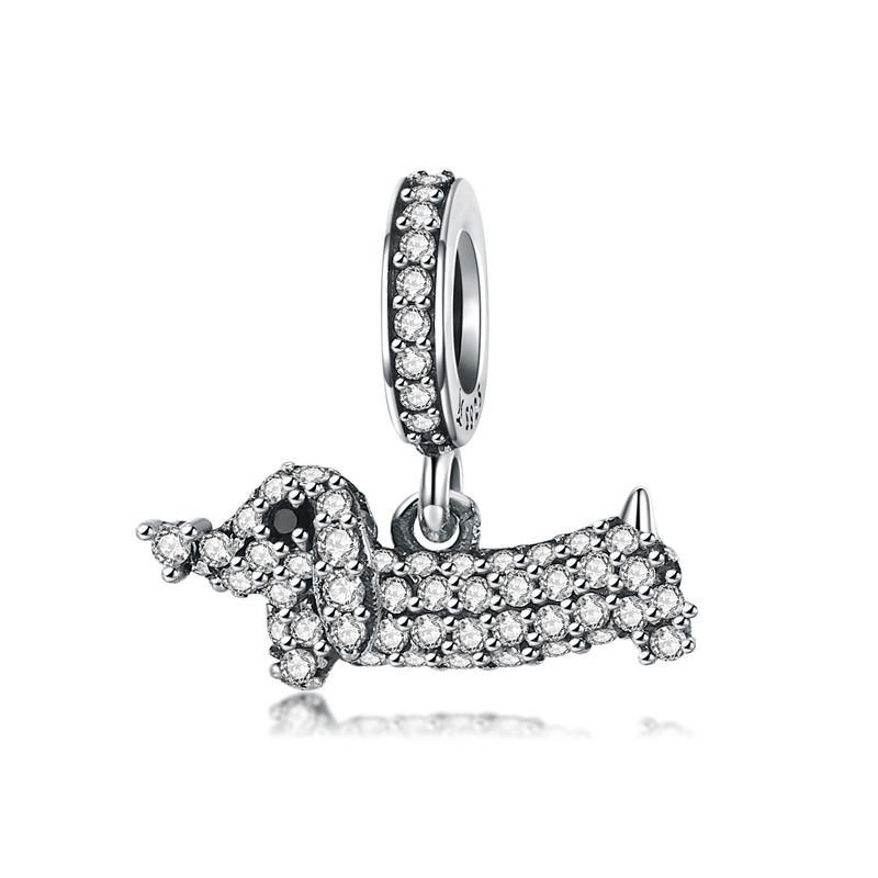 BAMOER 925 Silver Clear 5A Crystal Collection Family Heart Cross Charm Beads fit for Charm Bracelet & Necklace Pendant