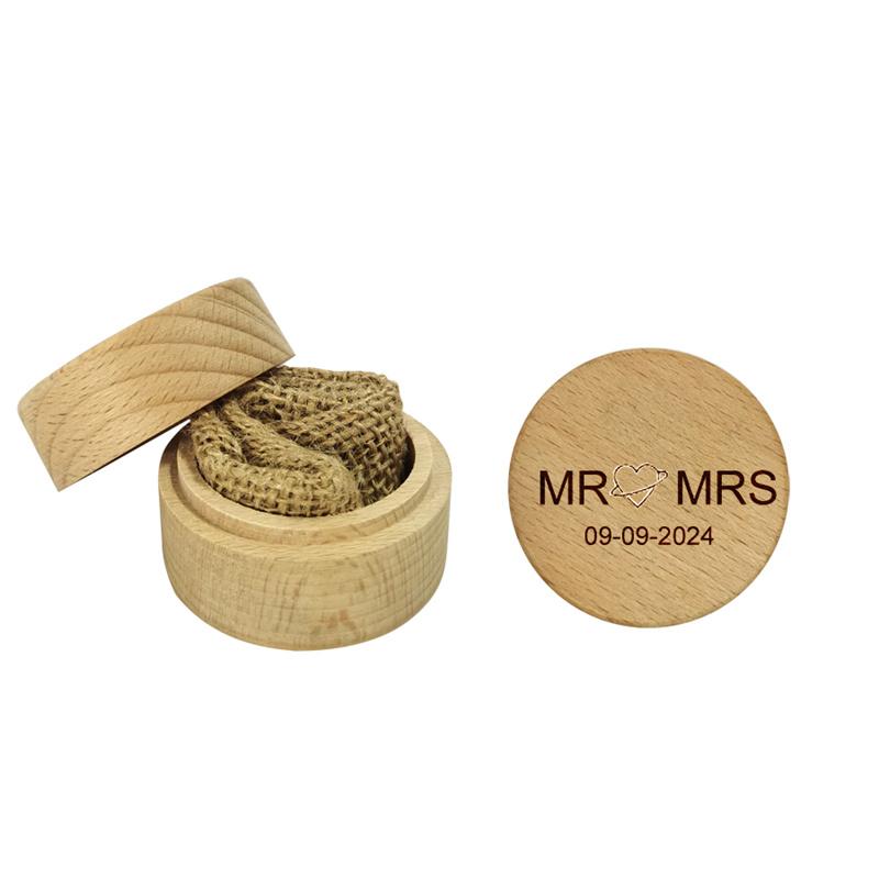 Wooden Round Ring Box Creative Carved Wedding Engagement Ring Box Arts And Crafts Jewelry Packaging Box
