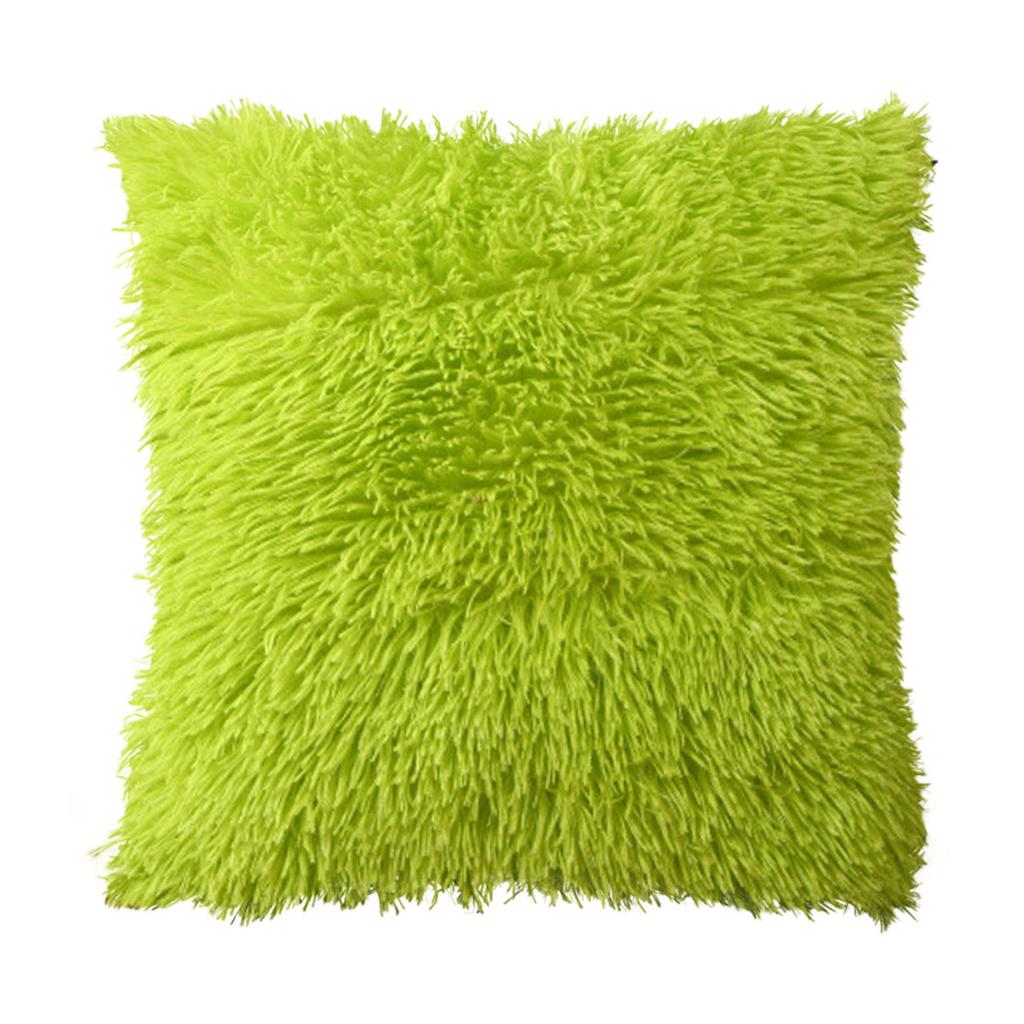 (SU)Plush Cushion Cover Sofa Lumbar Cover Home Decoration Solid Colorful