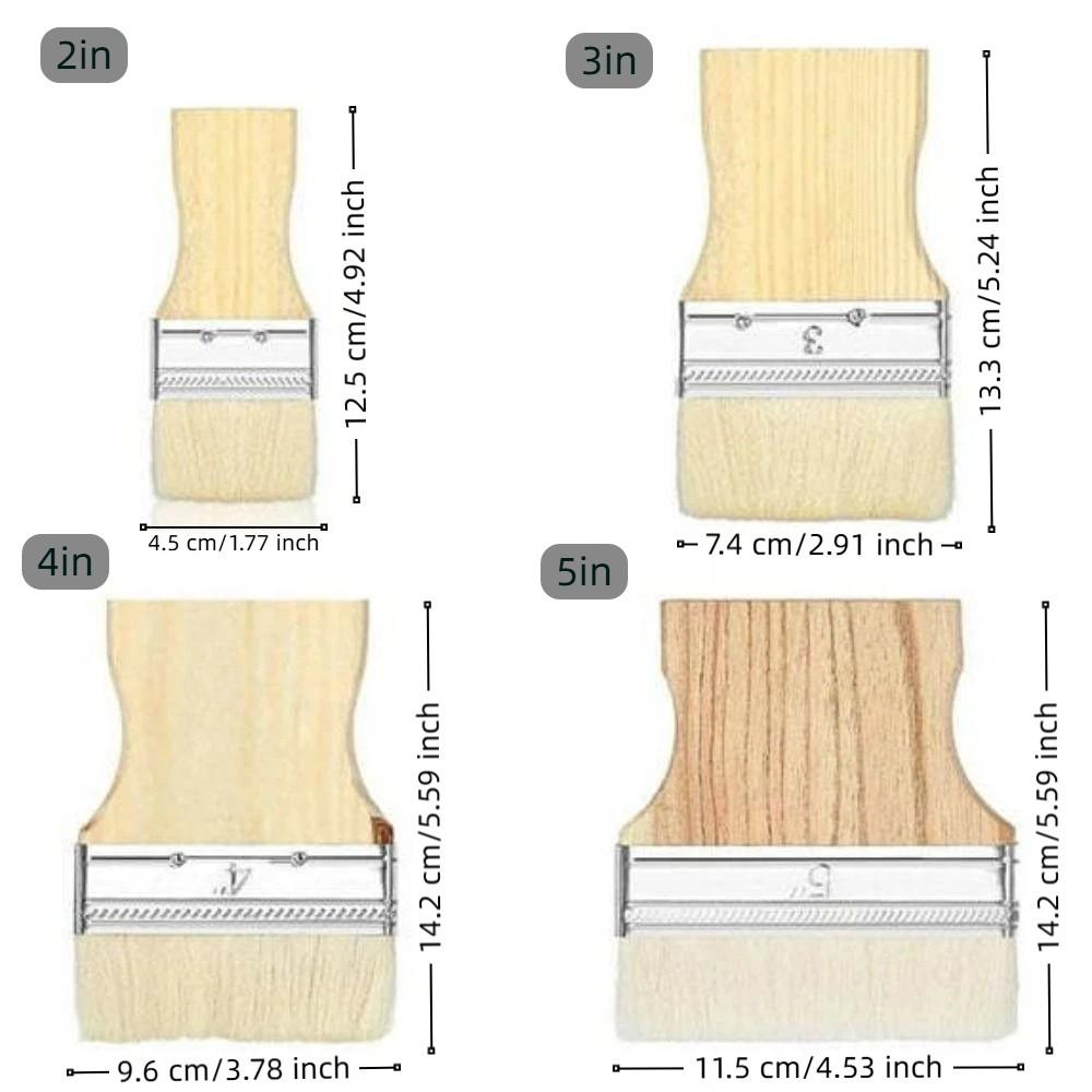 3/4Pcs Multipurpose Flat Paddle Paint Brushes 2/3/4/5in Artist Painting Brushes  for Furniture