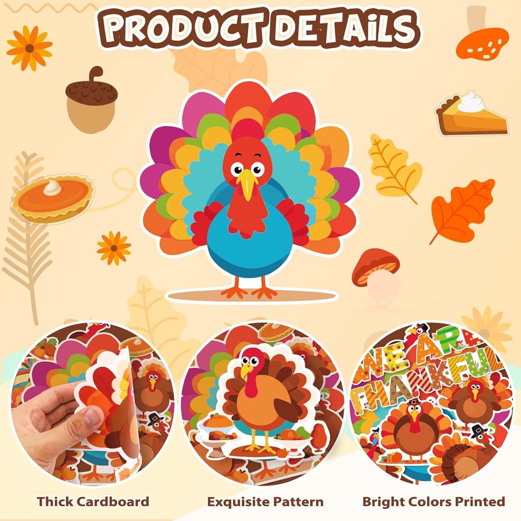 Fancy Land Thanksgiving Bulletin Board Decorations for Classroom Turkey Fall Pumpkin Cutouts Set for Autumn Harvest School Chalkboard Wall Door Decor