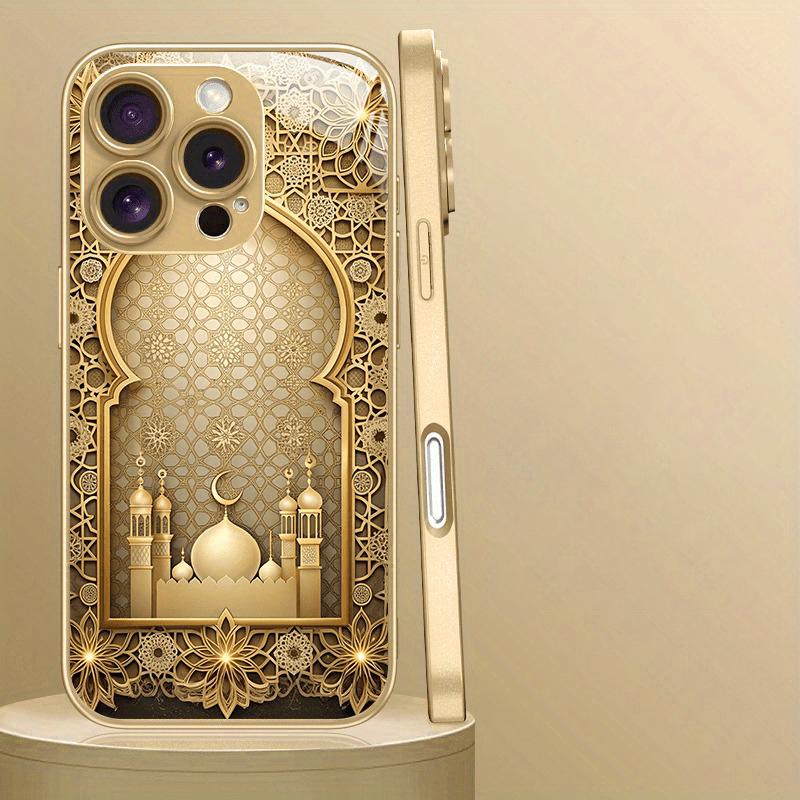 

Роскошный Чехол для Телефона из Стекла с Золотым Дворцовым Узором и Золотой Металлической Краской Для iPhone 17 16 15 14 13 12 11 Pro Max 15 Plus 17Air 16E Чехол iPhone 11 Pro