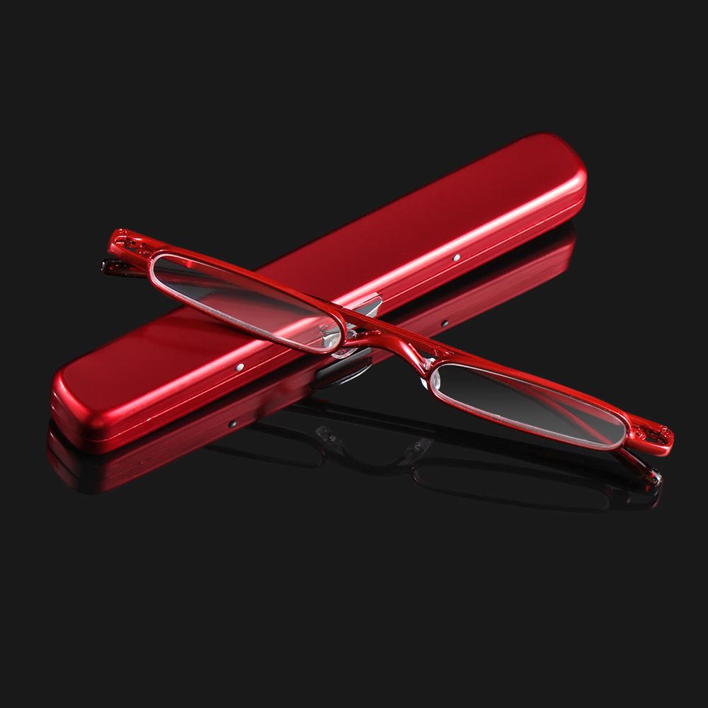 Elegant Reading Glasses Metal Frame Ultra-thin Men Women Reading Glasses Portable Mini Reading Presbyopia Eyeglasses with Box
