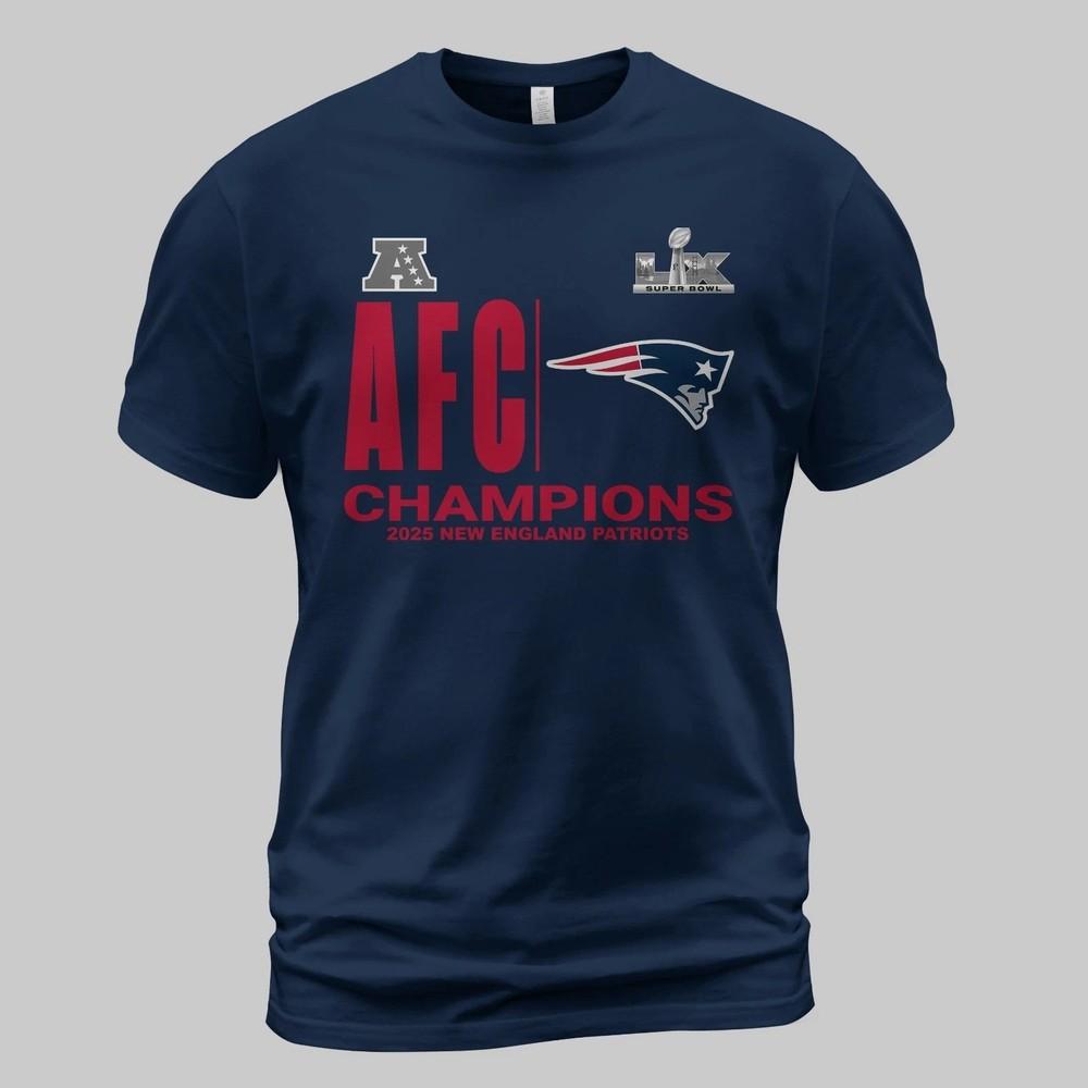 

NE Patriot 2025 AFC Champions Unisex Navy TShirt Fan Gift S-5XL Unisex T-Shirt M
