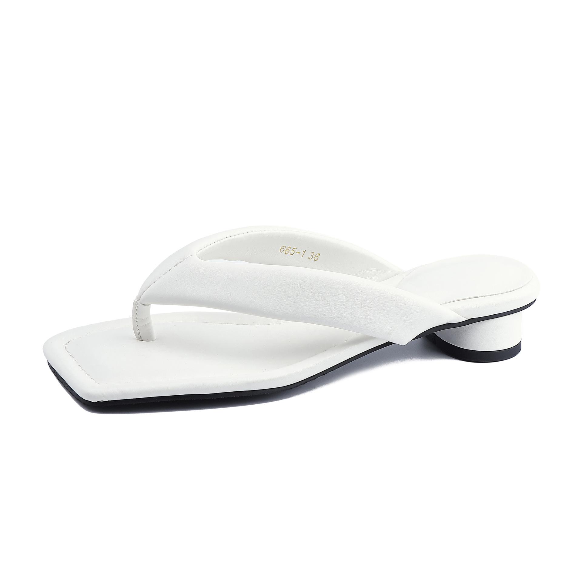 

Flip-flops women wear high-quality thick-heeled high-heeled sandals women s summer not tired feet casual shoes women s soft soles are versatile 39 белый