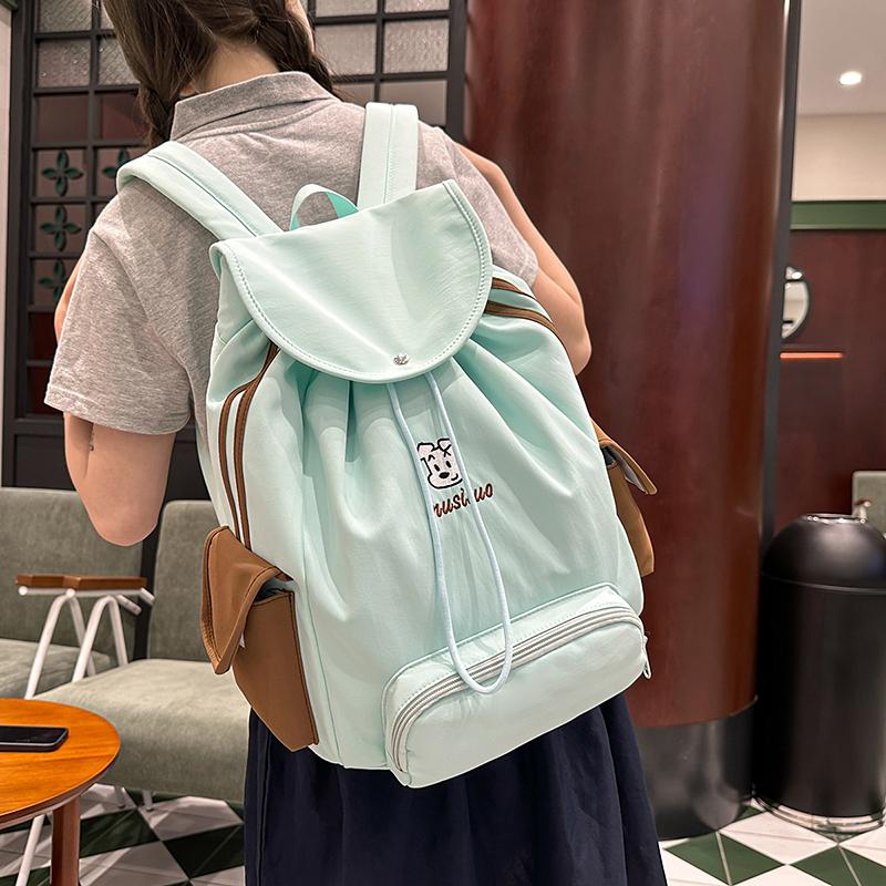 College Style Backpack Women's Outdoor Sports Lightweight Drawstring Schoolbag Large Capacity Backpack