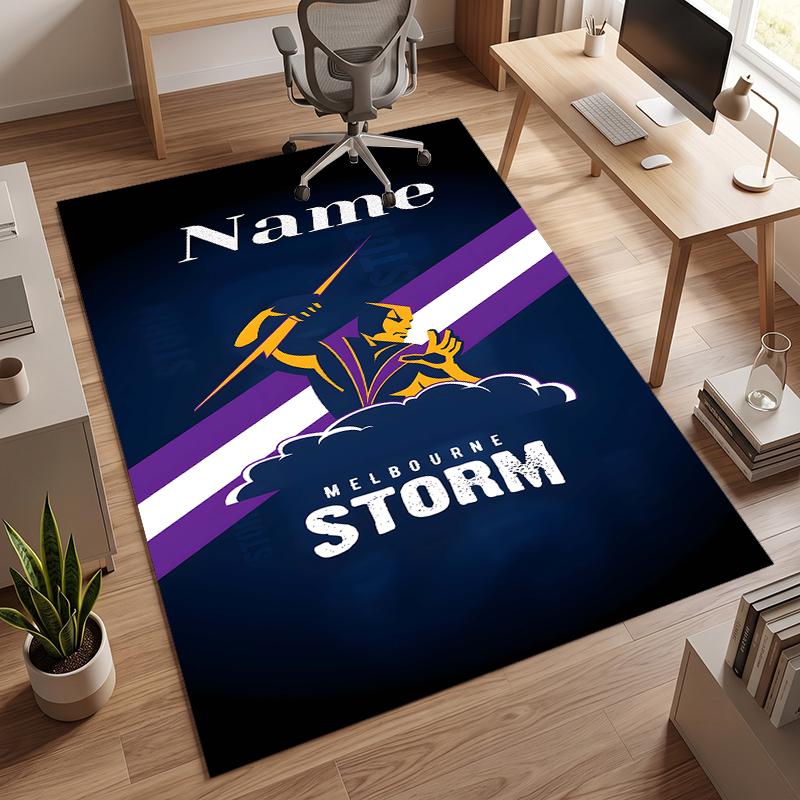 Melbourne Storm (14) Personalizowany dywanik biurowy z imieniem Stylowa dekoracja do salonu, sypialni, kuchni