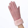 Women’s Winter Warm Touch Screen Gloves Suede Leather Double Thick Velvet Plush Wrist Cycling Driving Outdoor Cold-Resistant Mittens