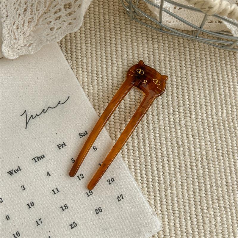 Vintage Französische U-förmige Acetat-Haarnadel für klassische Hochsteckfrisuren