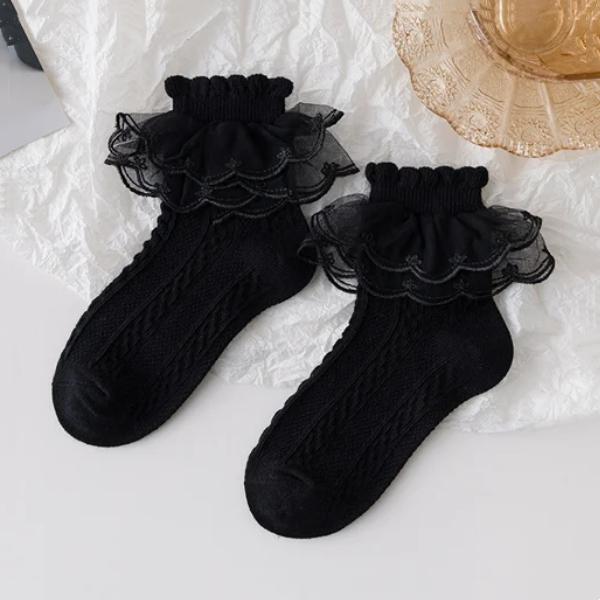Kids Socks For Girls Sweet Lace Baby Cotton Princess Children's Girls Socks Fashion Ruffled Teenagers Pure Colour Sock 1-15Years