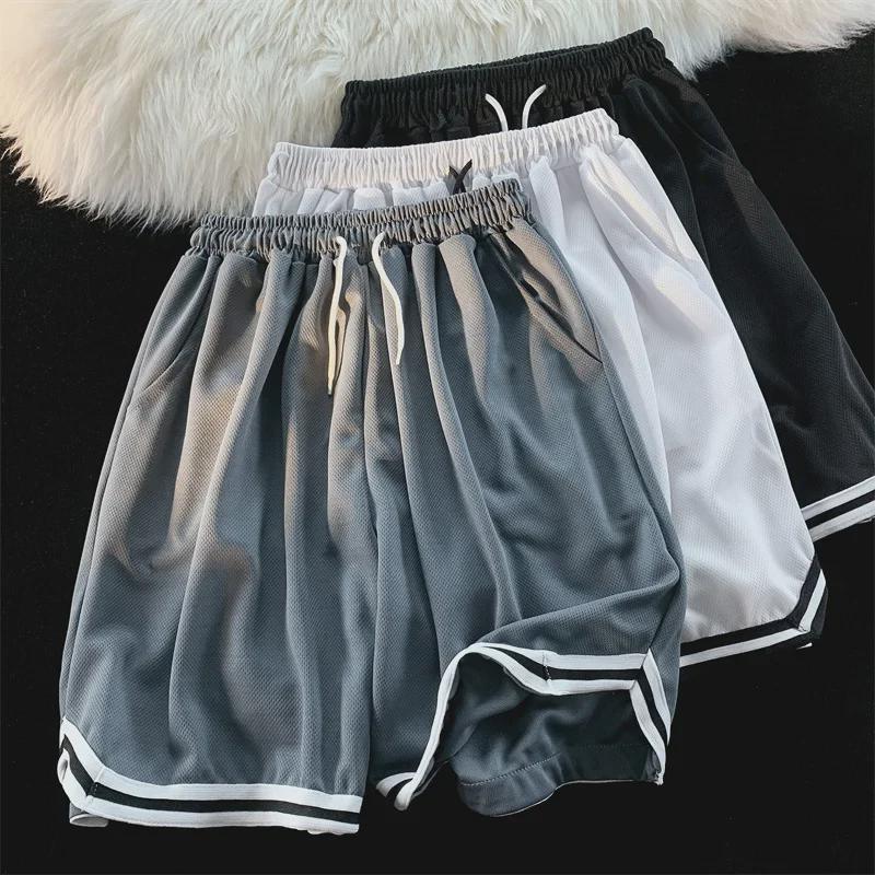 Men's Korean Harajuku Style Casual Loose Beach Shorts - Trendy Split Wide-Leg Mid-Length Pants
